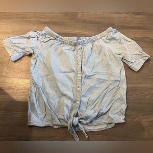 Large off the shoulder tie up shirt